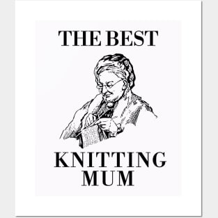 THE BEST KNITTING CRAFTS MUM LINE ART SIMPLE VECTOR STYLE, MOTHER OLD TIMES Posters and Art